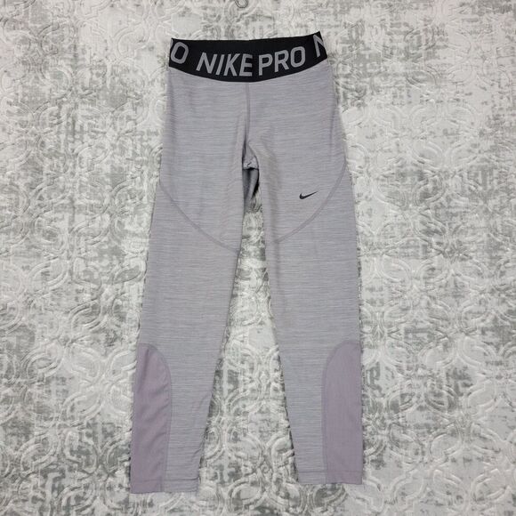 Nike Pro Leggings Women's Medium Gray Athletic Running Gym Yoga Sports - Picture 1 of 12